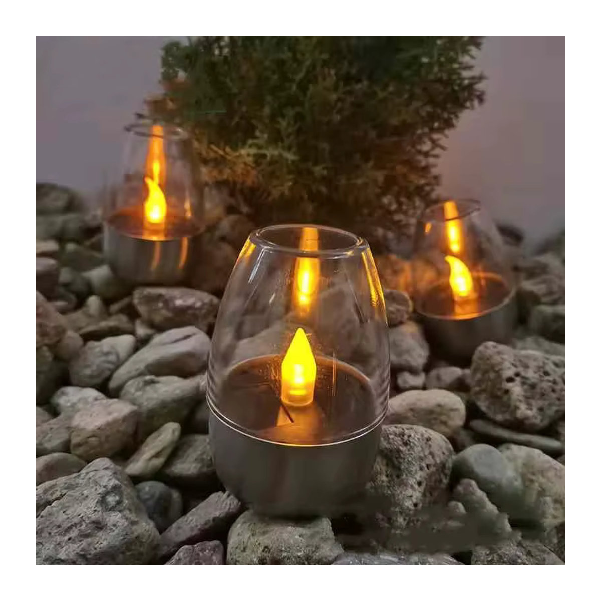 Wasserdichte LED Solar Kerze mit Flammeneffekt für Garten, Hochzeit und Party - Bild 2