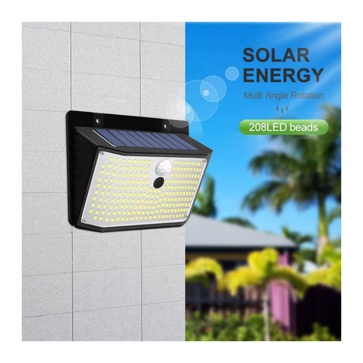 Wasserdichte LED Solar Wandleuchte mit Bewegungssensor in Schwarz für Garten, Hof und Garage - Bild 5