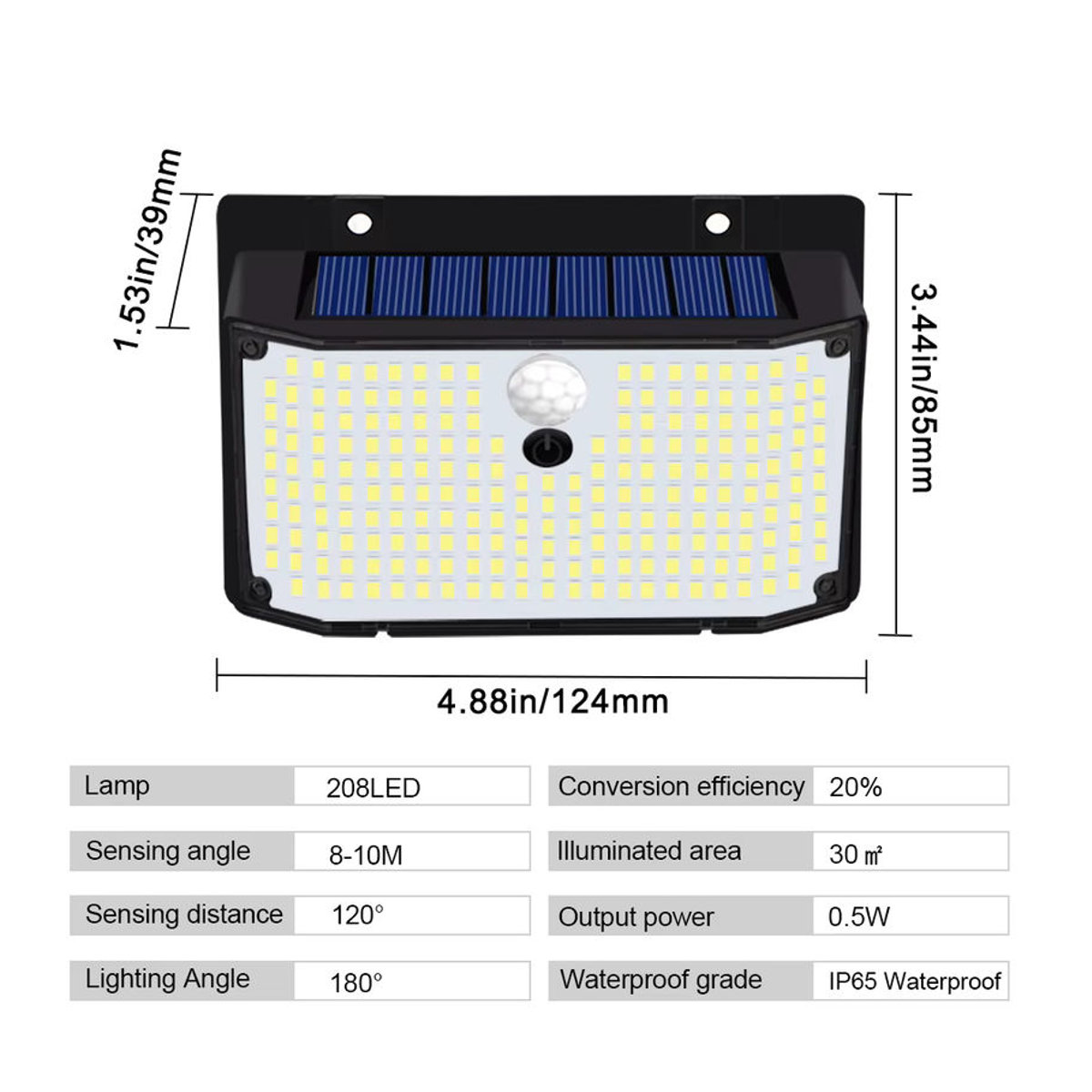 Wasserdichte LED Solar Wandleuchte mit Bewegungssensor in Schwarz für Garten, Hof und Garage - Bild 6