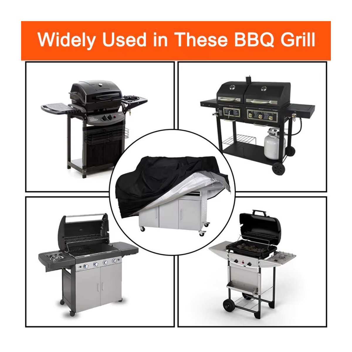Wasserdichte LMETJMA Grillabdeckung aus Polyester für Gasgrill und Smoker, Schwarz - Bild 3