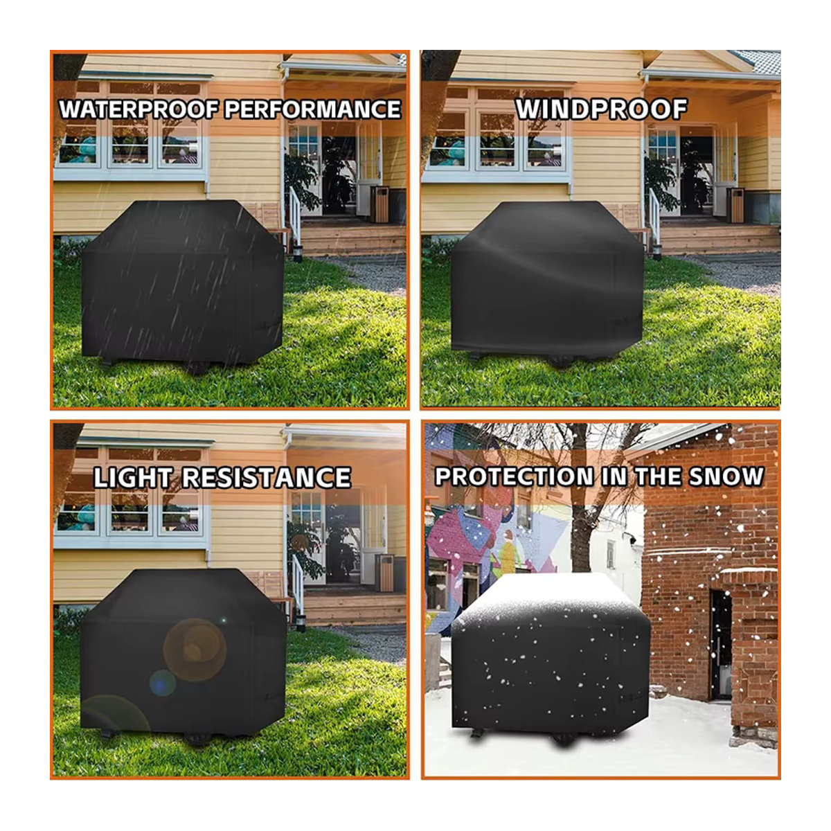 Wasserdichte LMETJMA Grillabdeckung aus Polyester für Gasgrill und Smoker, Schwarz - Bild 5
