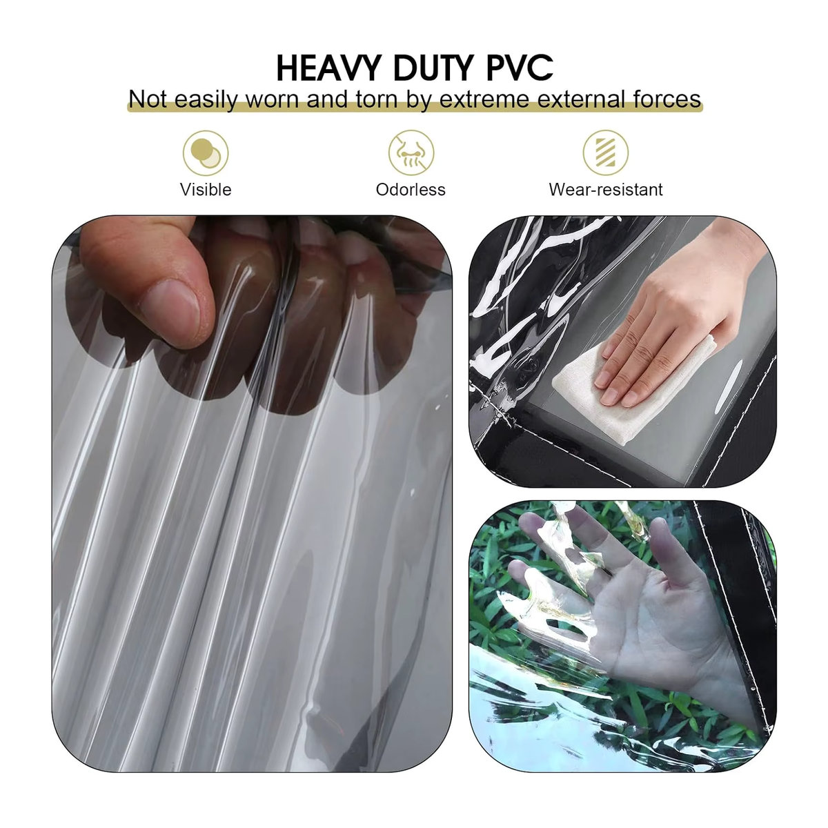 Wasserdichte PVC Plane mit Ösen als Sonnenschutz und Sichtschutz für Garten, Balkon oder Pavillon, 400 g/m2 - Bild 3