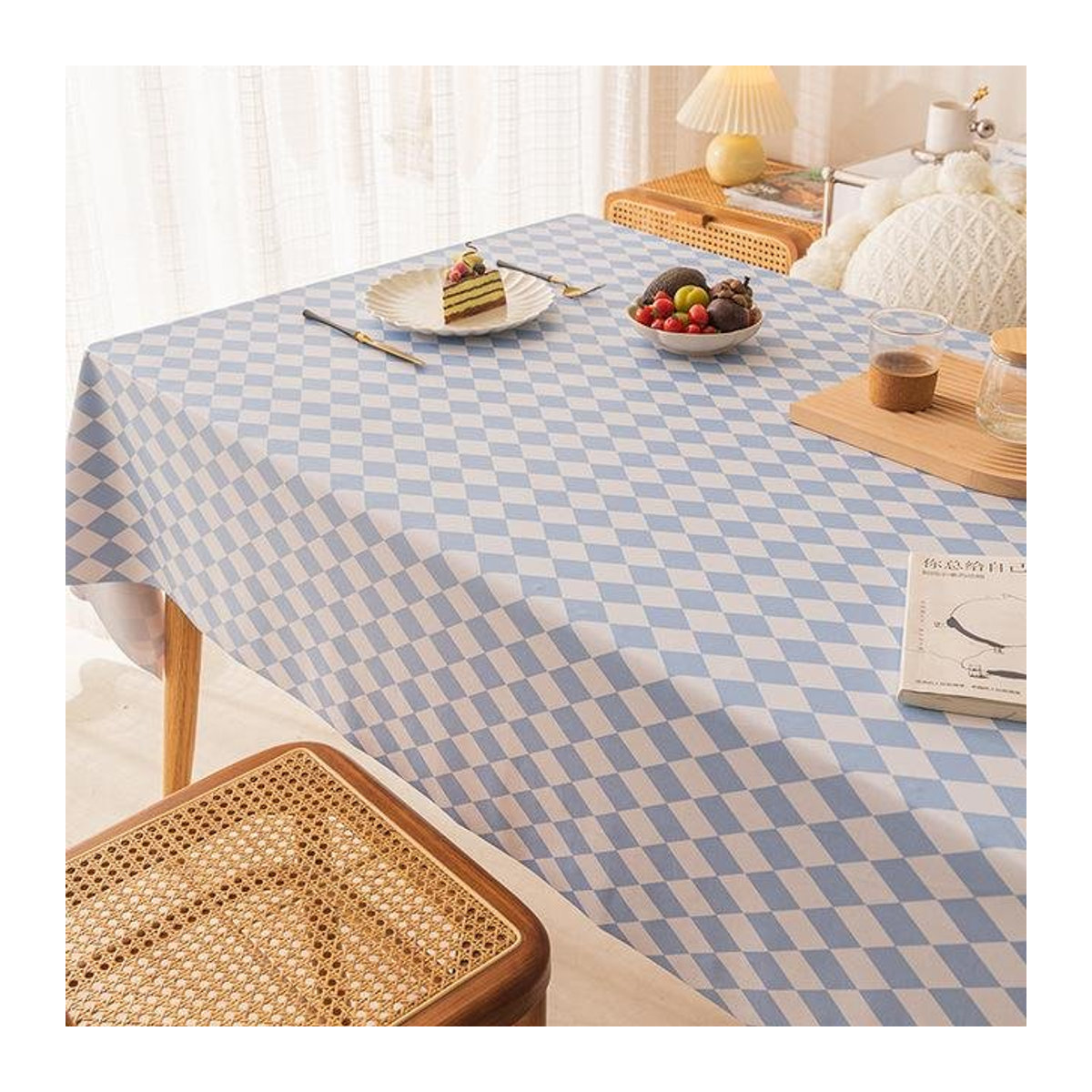 Wasserdichte rechteckige Kunststoff-Tischdecke aus PVC für den Außenbereich von Your Warm Home, schmutzabweisend und waschbar, B/T: 90 x 90 cm - Bild 1