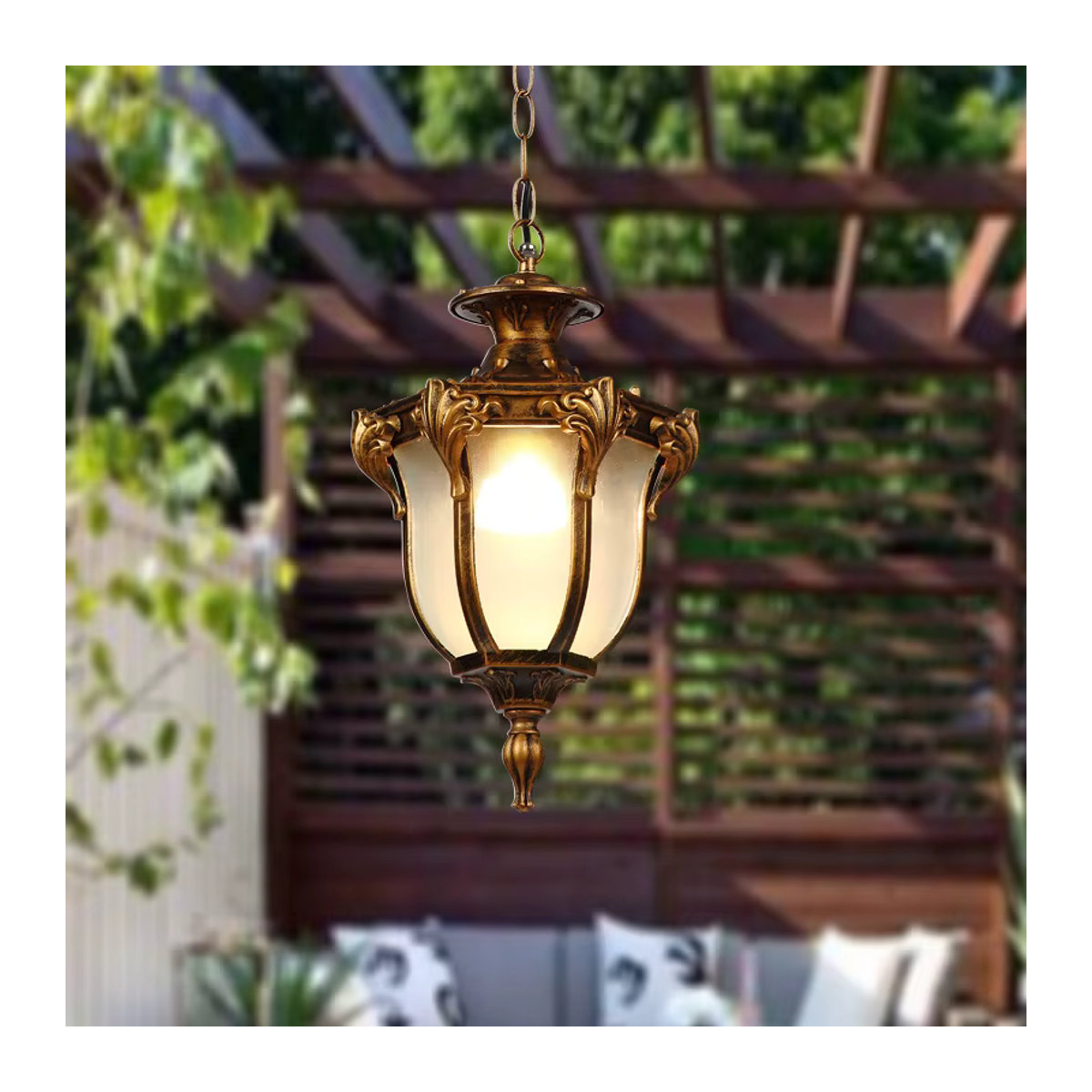 Wasserdichte Retro Pendelleuchte von juhaw für den Außenbereich als europäischer Kronleuchter für Balkon und Korridor - Bild 2