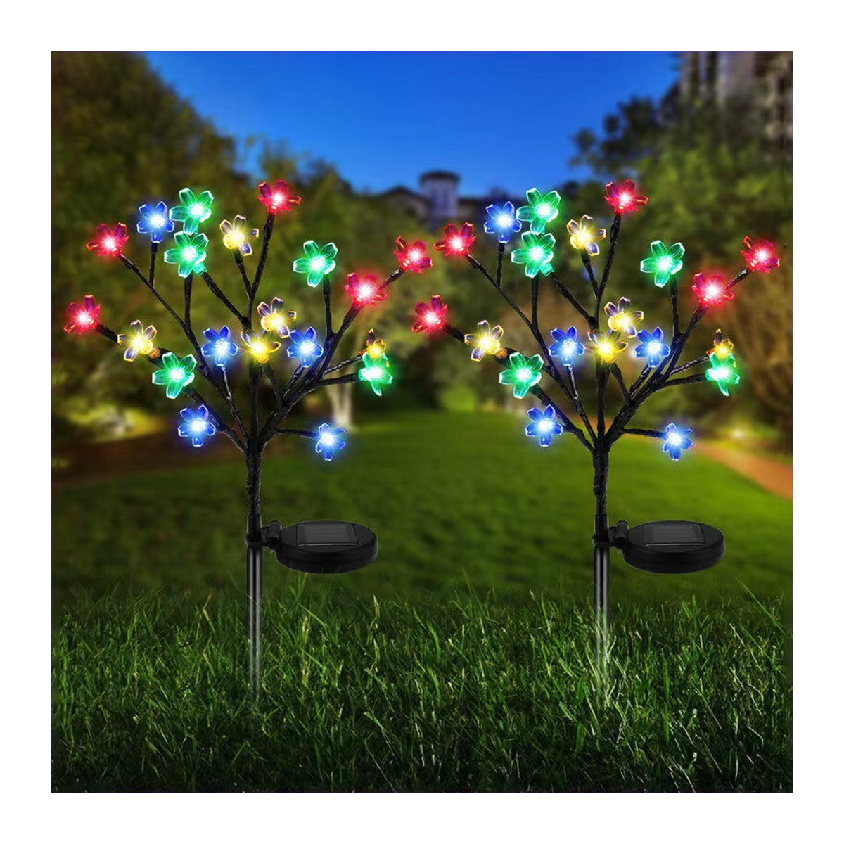 Wasserdichte Solar Kirschblüten Lichterkette in Schwarz für die Garten Dekoration bei Hochzeiten oder Partys - Bild 2