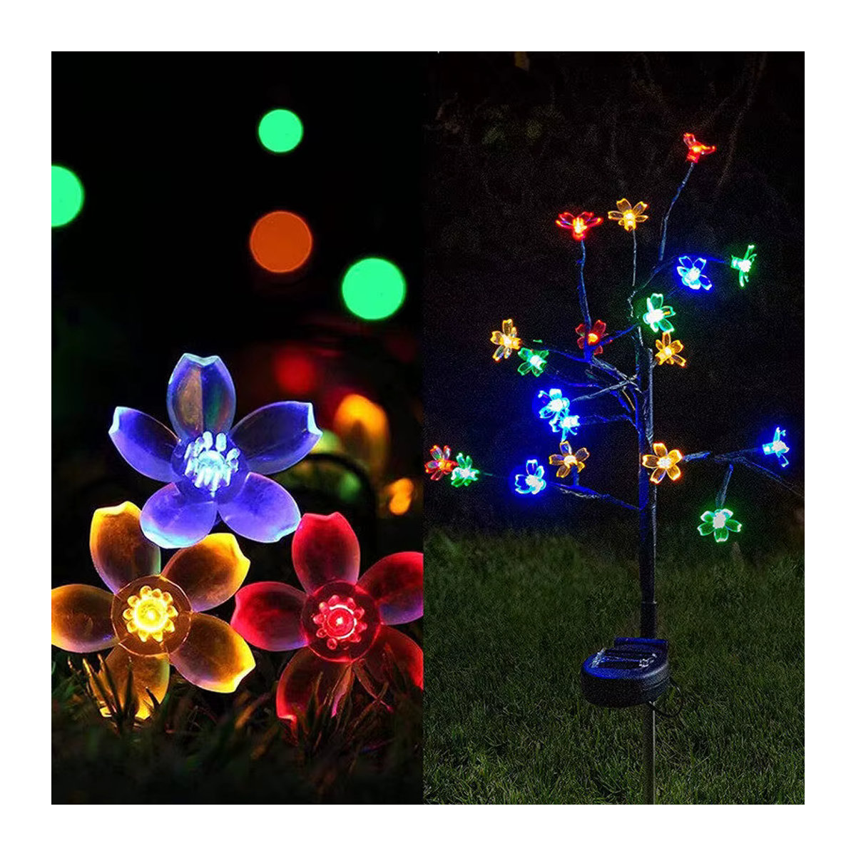 Wasserdichte Solar Kirschblüten Lichterkette in Schwarz für die Garten Dekoration bei Hochzeiten oder Partys - Bild 3
