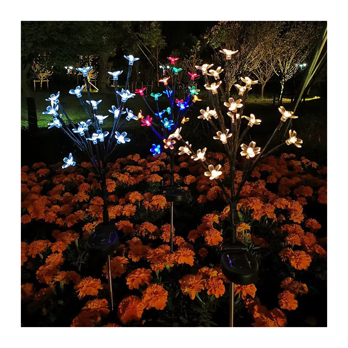 Wasserdichte Solar Kirschblüten Lichterkette in Schwarz für die Garten Dekoration bei Hochzeiten oder Partys - Bild 4