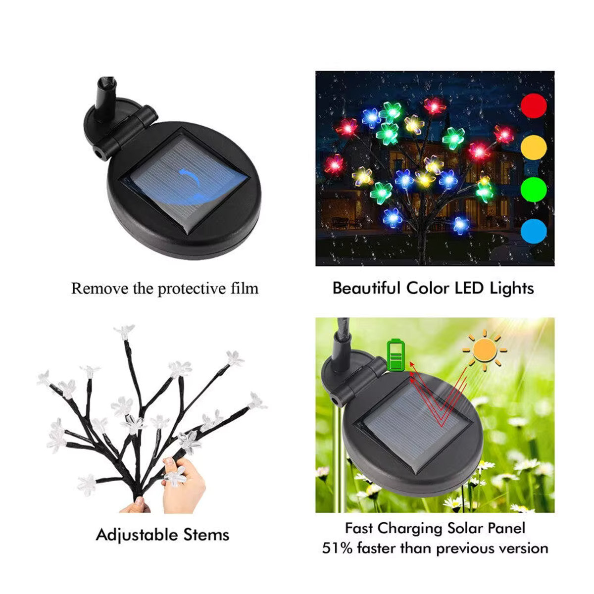 Wasserdichte Solar Kirschblüten Lichterkette in Schwarz für die Garten Dekoration bei Hochzeiten oder Partys - Bild 5