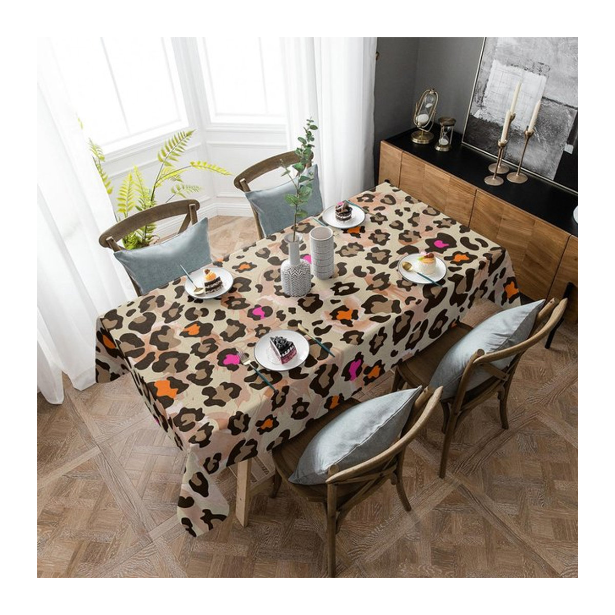 Wasserdichte Tischdecke mit Leopardenmuster, 4er-Set rechteckige Tischsets für Hochzeiten und Feiertage, B/T: 33 x 48 cm - Bild 1