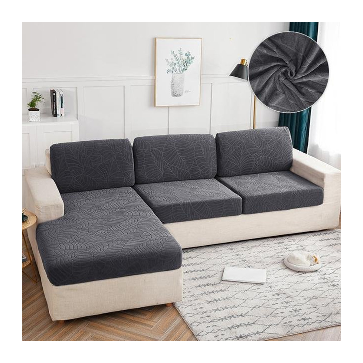 Wasserdichte und dehnbare Sofaabdeckung von Your Warm Home in Grau für Schutz vor Haustieren und Kindern, Breite: 60-90 cm - Bild 1