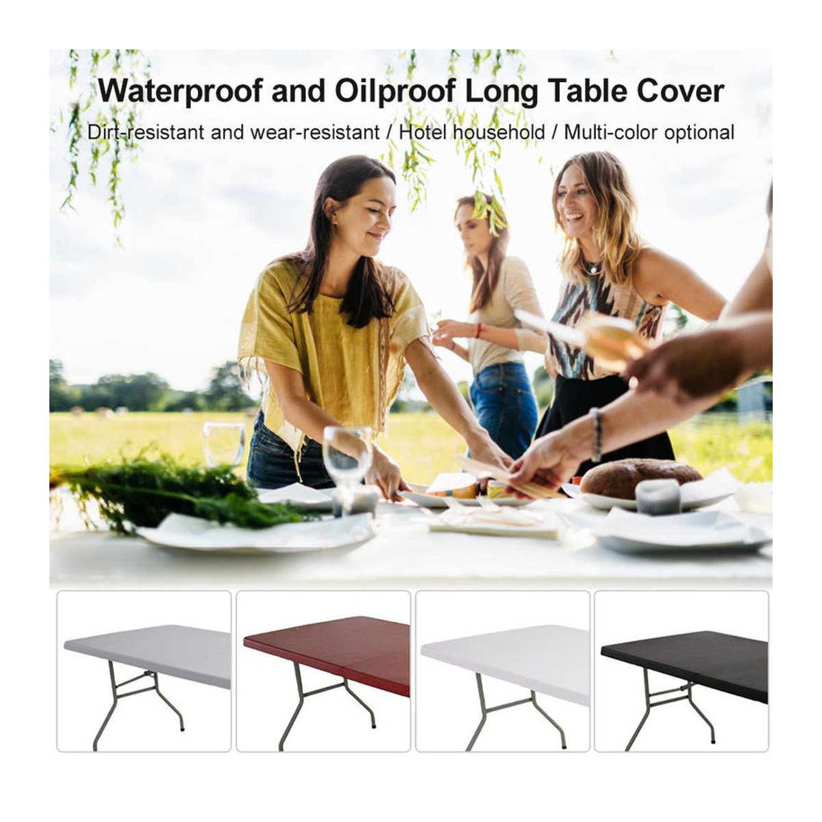 Wasserdichte und staubdichte elastische Outdoor-Tischdecke von Aoresac Home in Lichtgrau, B: 120 cm, T: 60 cm - Bild 1