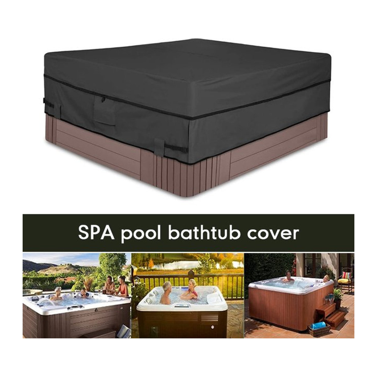 Wasserdichte Whirlpool Abdeckung aus 210D Oxford Gewebe für SPA Pool und Badewanne in Grau und Anthrazit - Bild 1