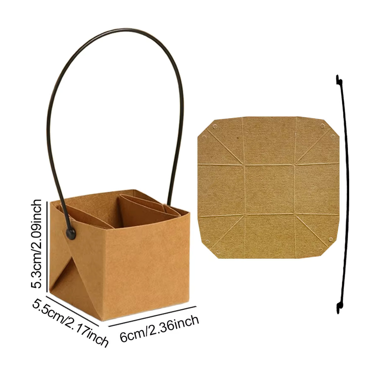 Wasserdichter Kraftpapier-Blumentopf mit Griff in Braun von ZYF für Sukkulenten und Kakteen - Bild 3