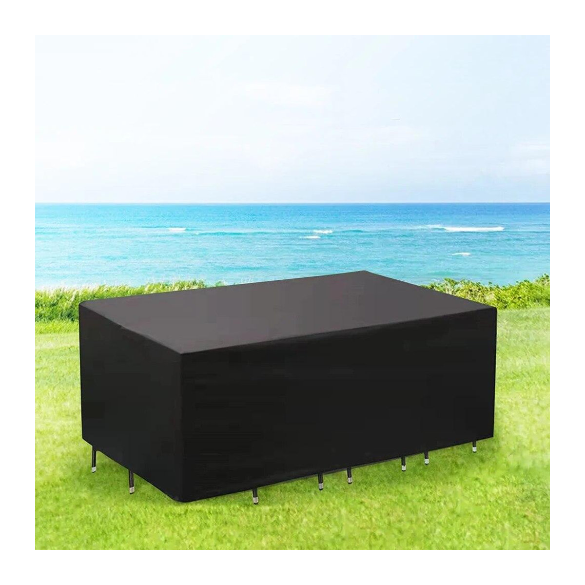 Wasserdichter Outdoor-Möbelbezug aus Oxford für Tisch und Stühle von Toto Market, schwarz, B/T/H: 123 x 61 x 72 cm - Bild 3