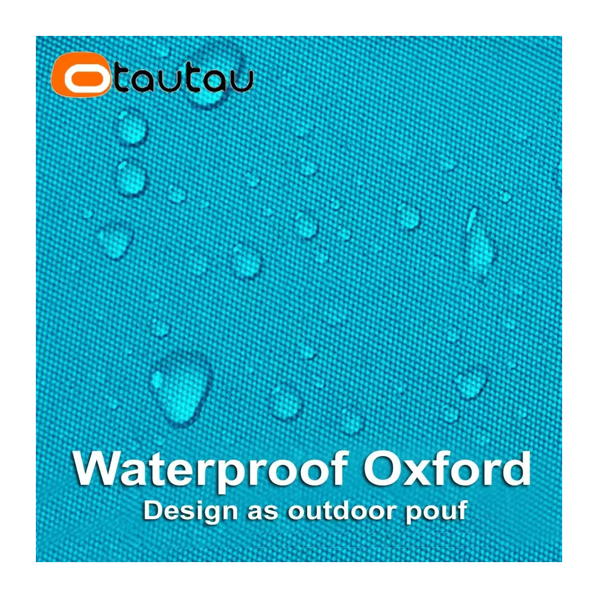 Wasserdichter quadratischer Pouf-Ottomane-Bezug von OTAUTAU in Sky Blue für den Außenbereich, Garten und Strand, Modell JD015 - Bild 2