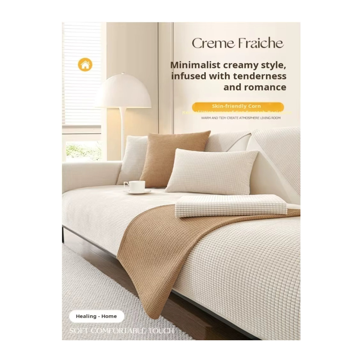 Wasserdichtes und rutschfestes Sitzkissen aus Maiskorn in Beige zum Schutz deines Sofas vor Katzenkratzern - Bild 2