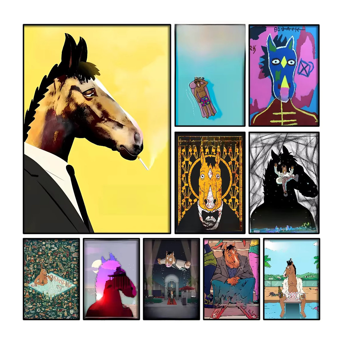 Wasserfester B-BoJack H-Horsemans Papieraufkleber als Wanddekoration für dein Zimmer, Bar oder Kaffeehaus, mehrfarbig, rechteckig - Bild 6