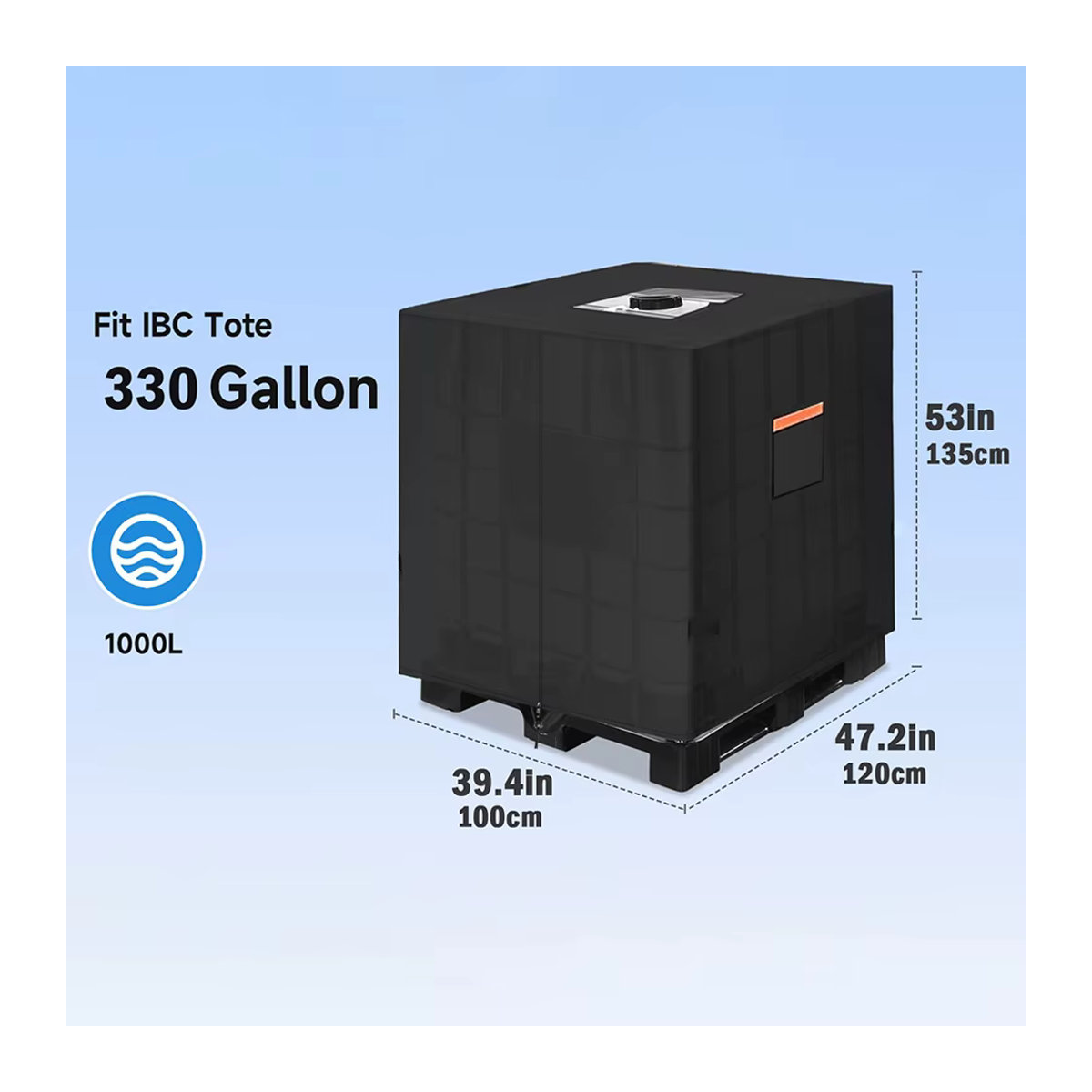 Wasserschutzhülle für 1000 l IBC-Tragetaschen MY·BAKERMAN Schwarz 210D - Bild 2