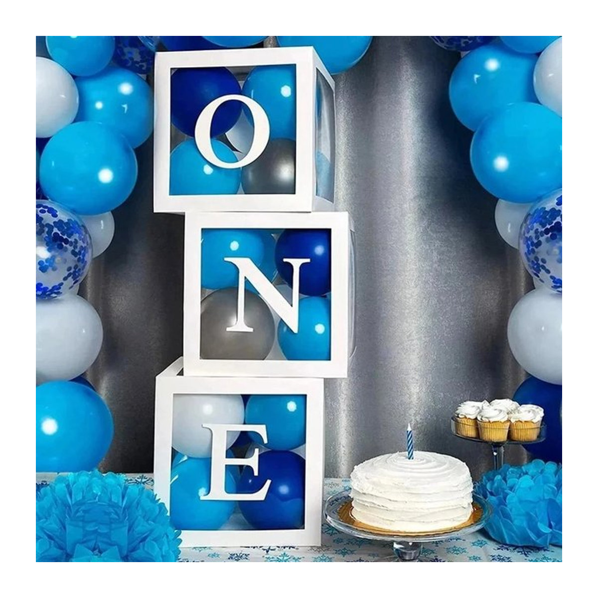 Wayfun Transparente Ballonbox aus Kunststoff für Babyparty, Geburtstag oder Hochzeit, quadratisch, Farbe: Transparent - Bild 1