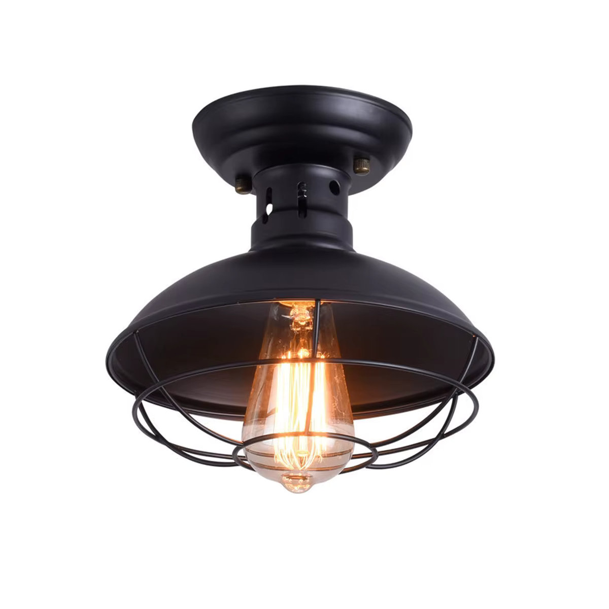 Wecus Deckenleuchte im amerikanischen Retro-Industrie-Stil aus Metall in Schwarz - Bild 3