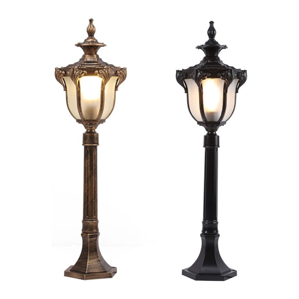 Wecus Klassische LED Pollerleuchte aus Aluminium in Schwarz als wasserdichte Gartenlampe für Außenbereiche - Bild 1