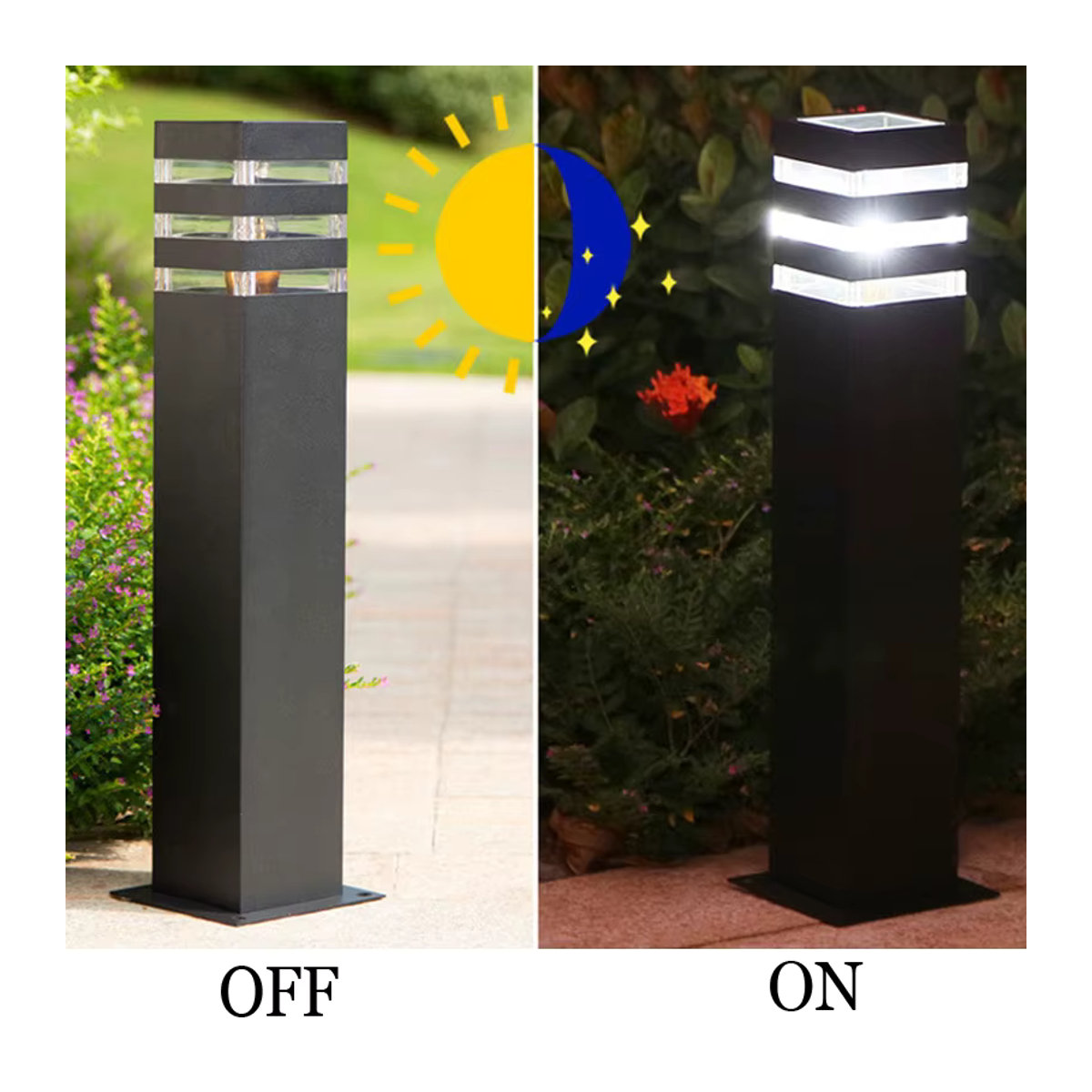 WECUS Moderne Minimalistische Wegeleuchte Schwarz Wasserdicht für Garten und Landschaft - Bild 4