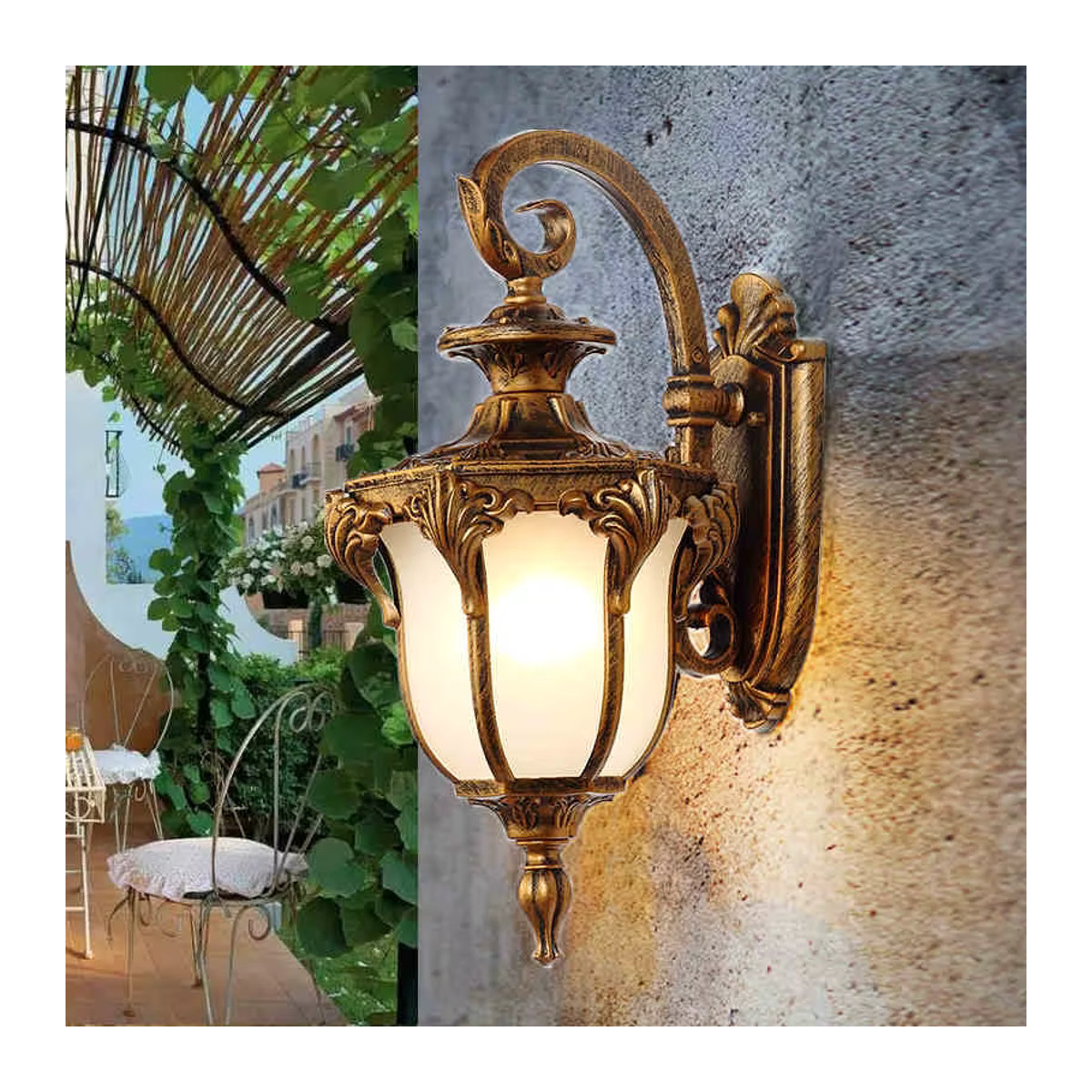 Wecus Retro LED Wandleuchte aus Metall in Braun für Garten und Outdoor mit E27 Fassung - Bild 3