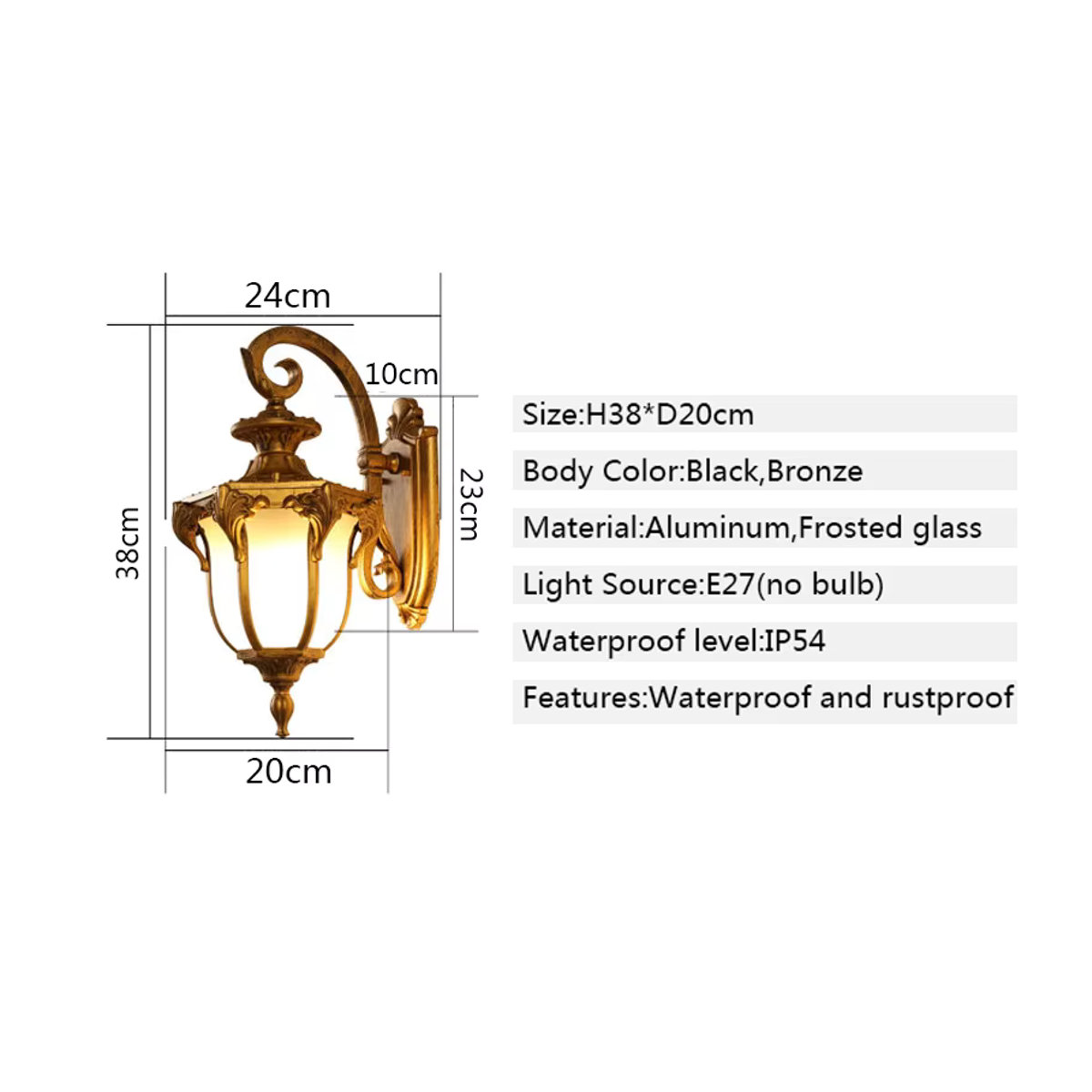 Wecus Retro LED Wandleuchte aus Metall in Braun für Garten und Outdoor mit E27 Fassung - Bild 5
