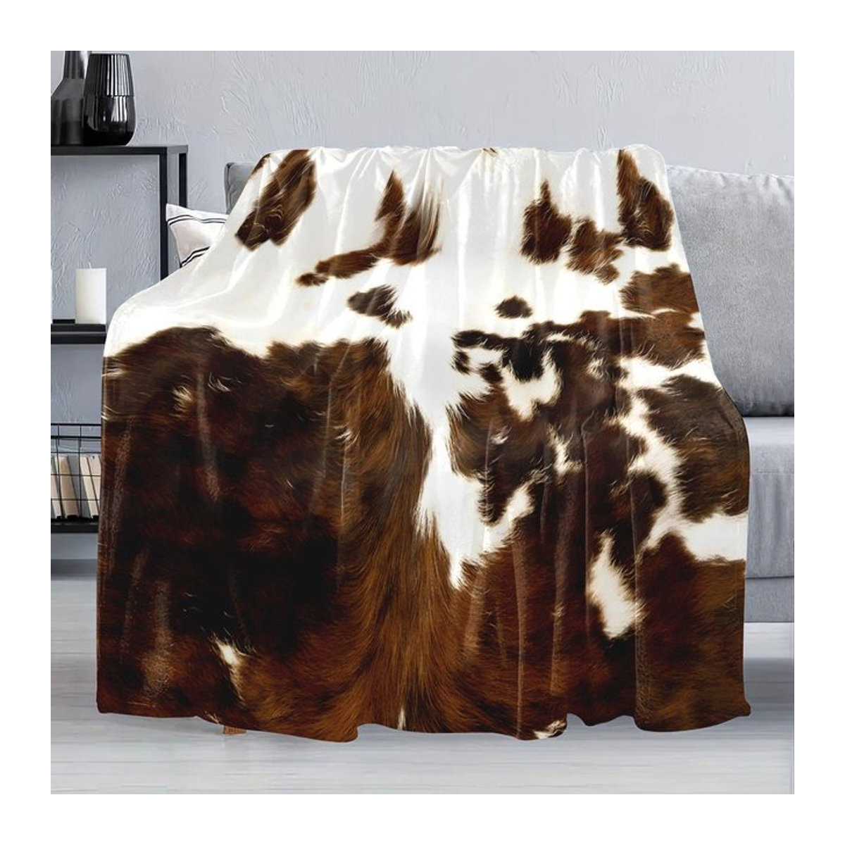 Weiche Flaneldecke mit Kuhfellmuster von JMG Household Supplies, B/B: 200 x 200 cm - Bild 1