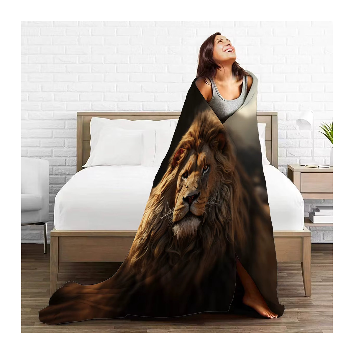 Weiche Flanell-Decke mit Löwen-Print für Sofa und Raum, warm und gemütlich - Bild 3
