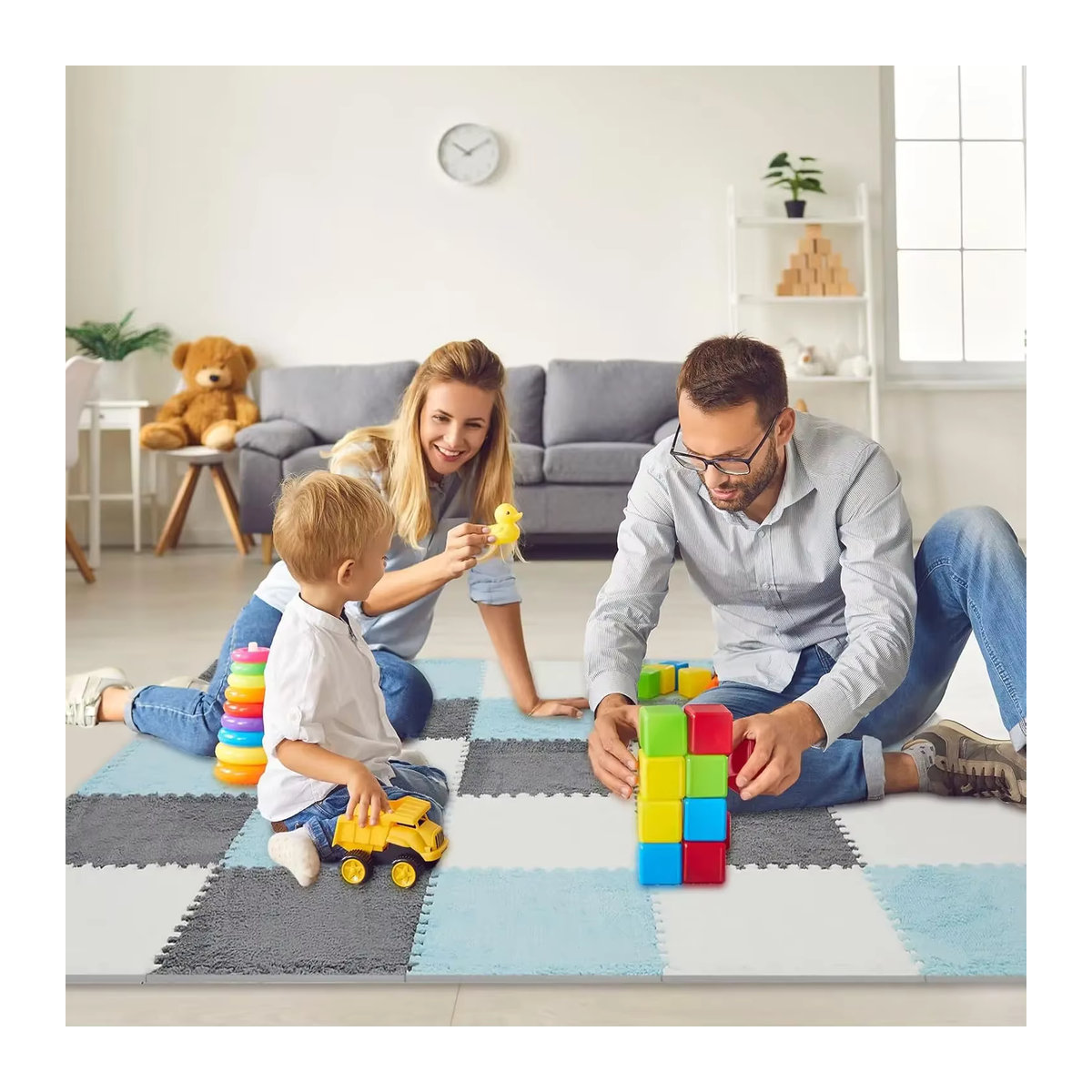 Weiche Plüsch Spielmatte für das Kinderzimmer aus EVA-Schaum, stoßfest und warm, Farbe: Lila, B/T/H: 30 x 30 cm - Bild 3