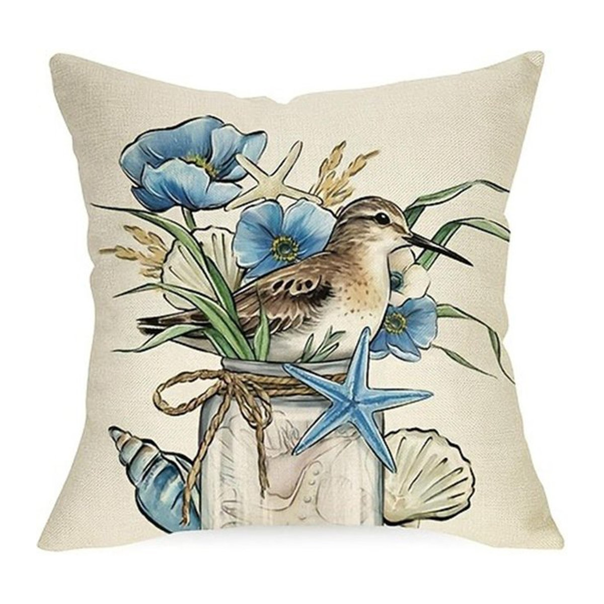 Weicher Kissenbezug aus Plüsch mit nautischem Design für dein Sofa, B/T/H: 18 x 18 x 18 cm - Bild 1