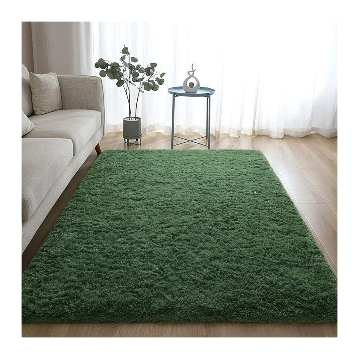 Weicher Plüschteppich von Binchi Furniture in Grün für Wohnzimmer und Kinderzimmer B/T: 275 x 183 cm - Bild 3