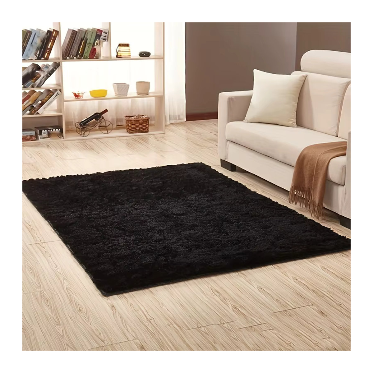 Weicher schwarzer Shag-Teppich als flauschiger Innenplüschteppich für Wohnzimmer und Kinderzimmer - Bild 3