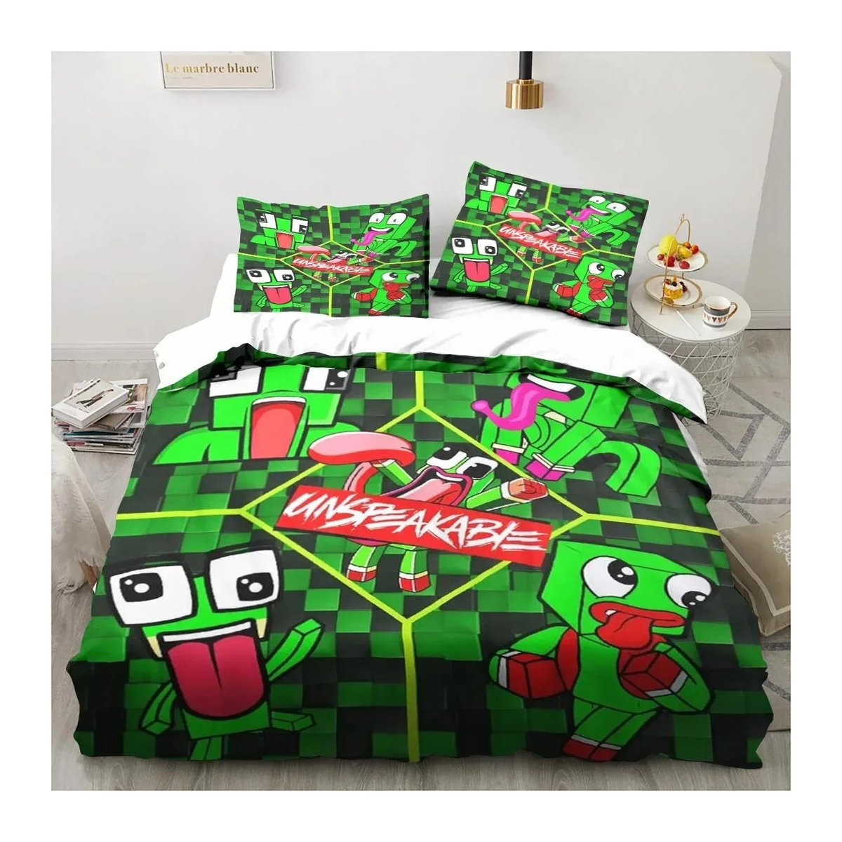Weiches Bettwäscheset mit Cartoon-Design für dein Schlafzimmer, bestehend aus Bettbezug und Kissenbezug, EU Single, B/H: 135 x 200 cm - Bild 1