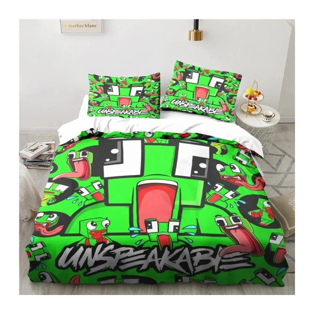 Weiches Bettwäscheset mit Cartoon-Design für dein Schlafzimmer, bestehend aus Bettbezug und Kissenbezug, Queen Size, B/H: 210 x 210 cm - Bild 1