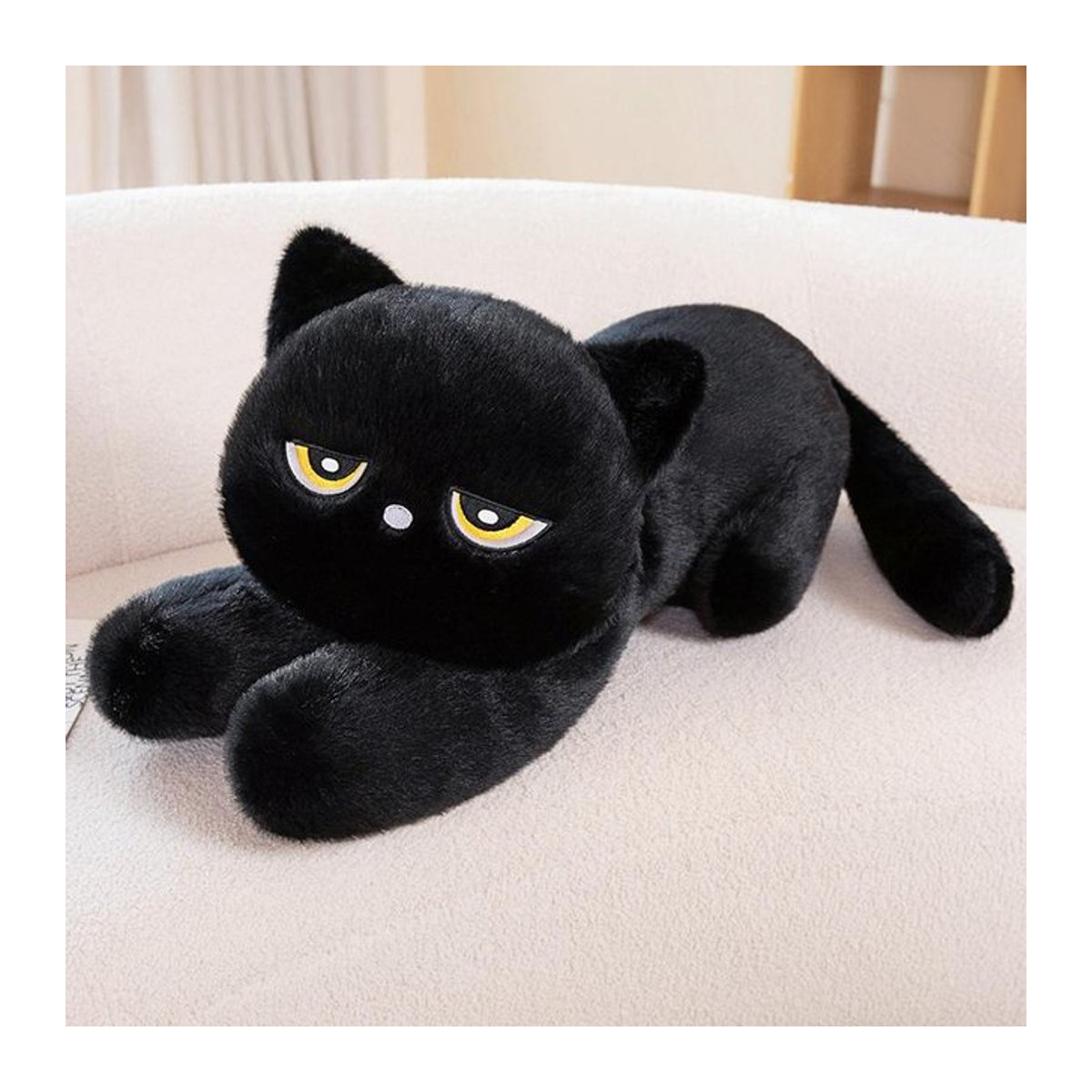 Weiches Plüschkissen in Katzen-Design von Jessica Chen, Schwarz, 60 cm - Bild 1