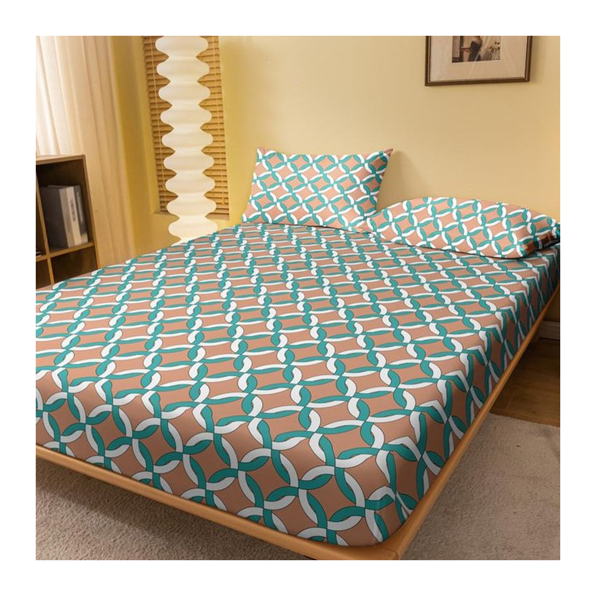 Weiches Spannbettlaken mit modernem Kreisgeometrie-Print für dein Schlafzimmer, ohne Kissenbezüge, B/T: 132 x 71 cm - Bild 1