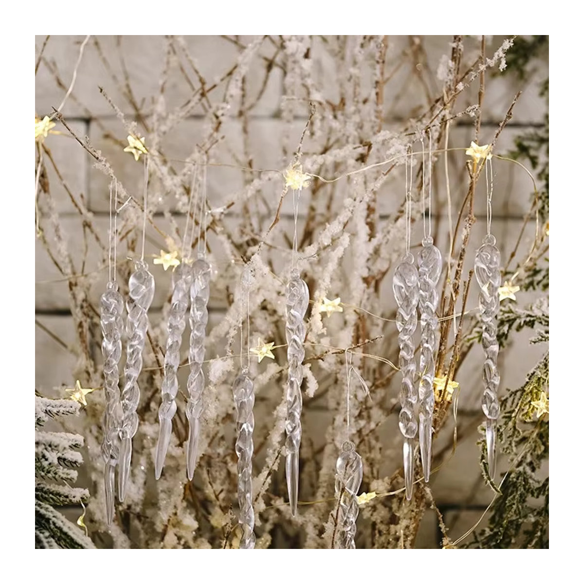 WEIGAO 12er Set Weihnachts Eiszapfen aus transparentem Kunststoff als Hängeornament für den Weihnachtsbaum - Bild 2