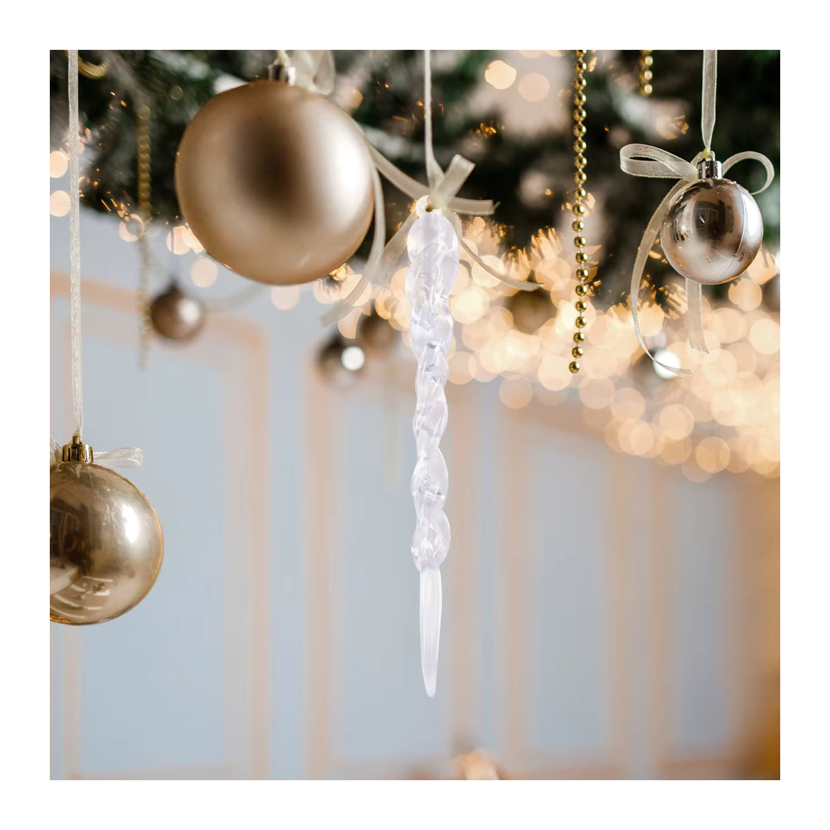WEIGAO 12er Set Weihnachts Eiszapfen aus transparentem Kunststoff als Hängeornament für den Weihnachtsbaum - Bild 3