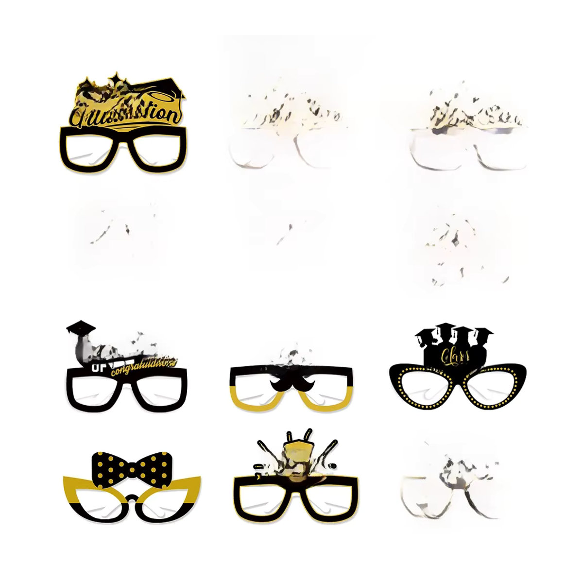 WEIGAO Abschlussfeier Dekoration Set 2025 aus Papier in Schwarz-Gold mit glitzernden Gläsern und Fotoautomaten-Requisiten - Bild 6