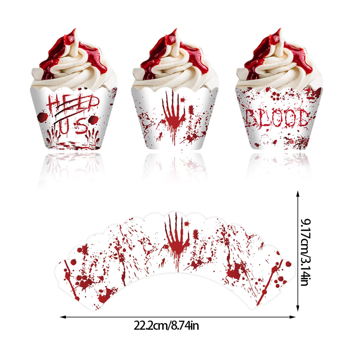 WEIGAO Halloween Cupcake Topper Set aus Papier mit Spinne, Kürbis und Horror-Motiven, 12 Stück, mehrfarbig - Bild 5