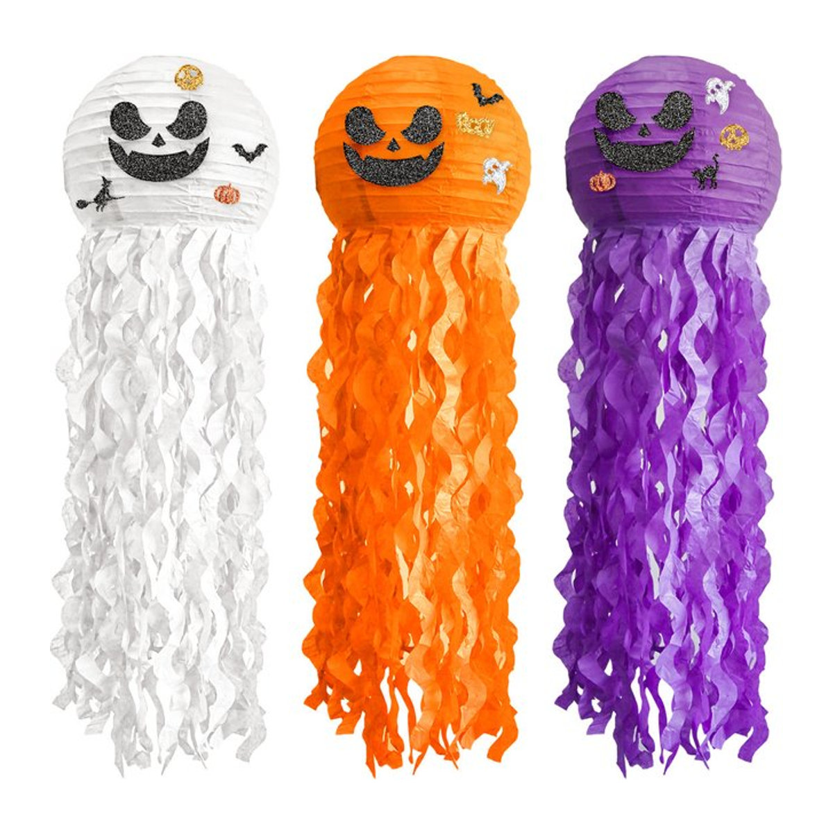 WEIGAO Halloween Papier Laterne mit Kürbis-Motiv in Orange, Lila und Weiß zur Partydekoration für Indoor und Outdoor - Bild 1
