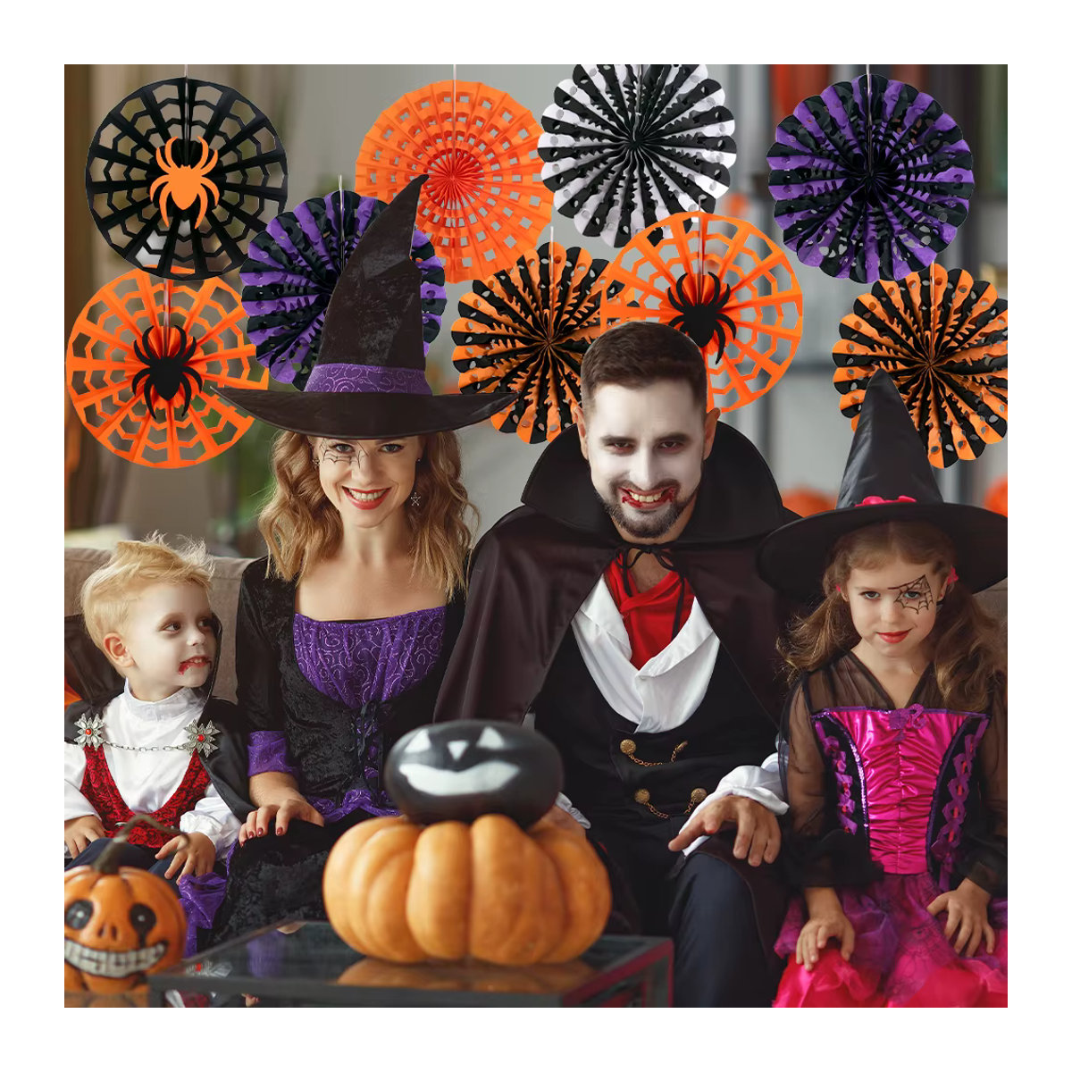 WEIGAO Halloween Party Dekoration Set aus Papier mit Spinnennetz-Motiv in Orange und Schwarz - Bild 1