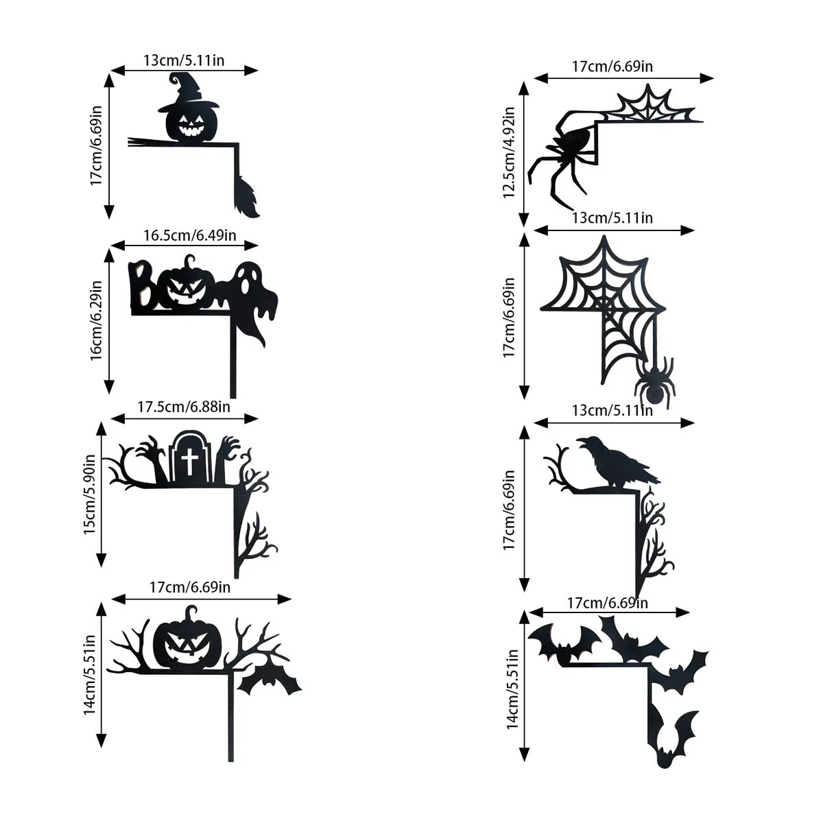 WEIGAO Halloween Türrahmen Dekoration aus Holz in Schwarz mit Kürbis Spinnennetz und Fledermaus Ornamenten - Bild 4
