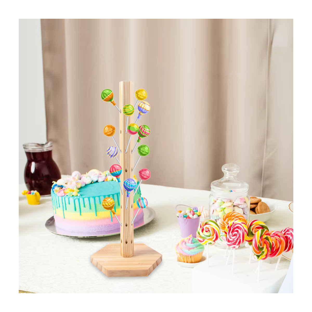 WEIGAO Holz Lutscher Halter in Braun für Geburtstag, Baby Shower und Hochzeit - Bild 3