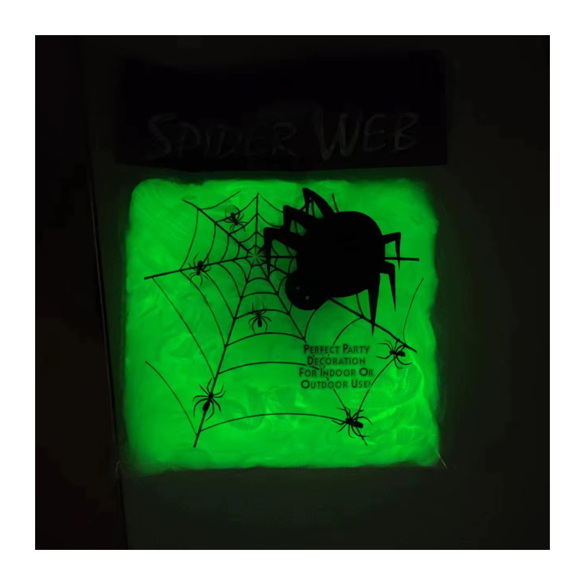 WEIGAO Leuchtendes künstliches Spinnennetz in Grün für Halloween Dekoration und Gruselpartys - Bild 2