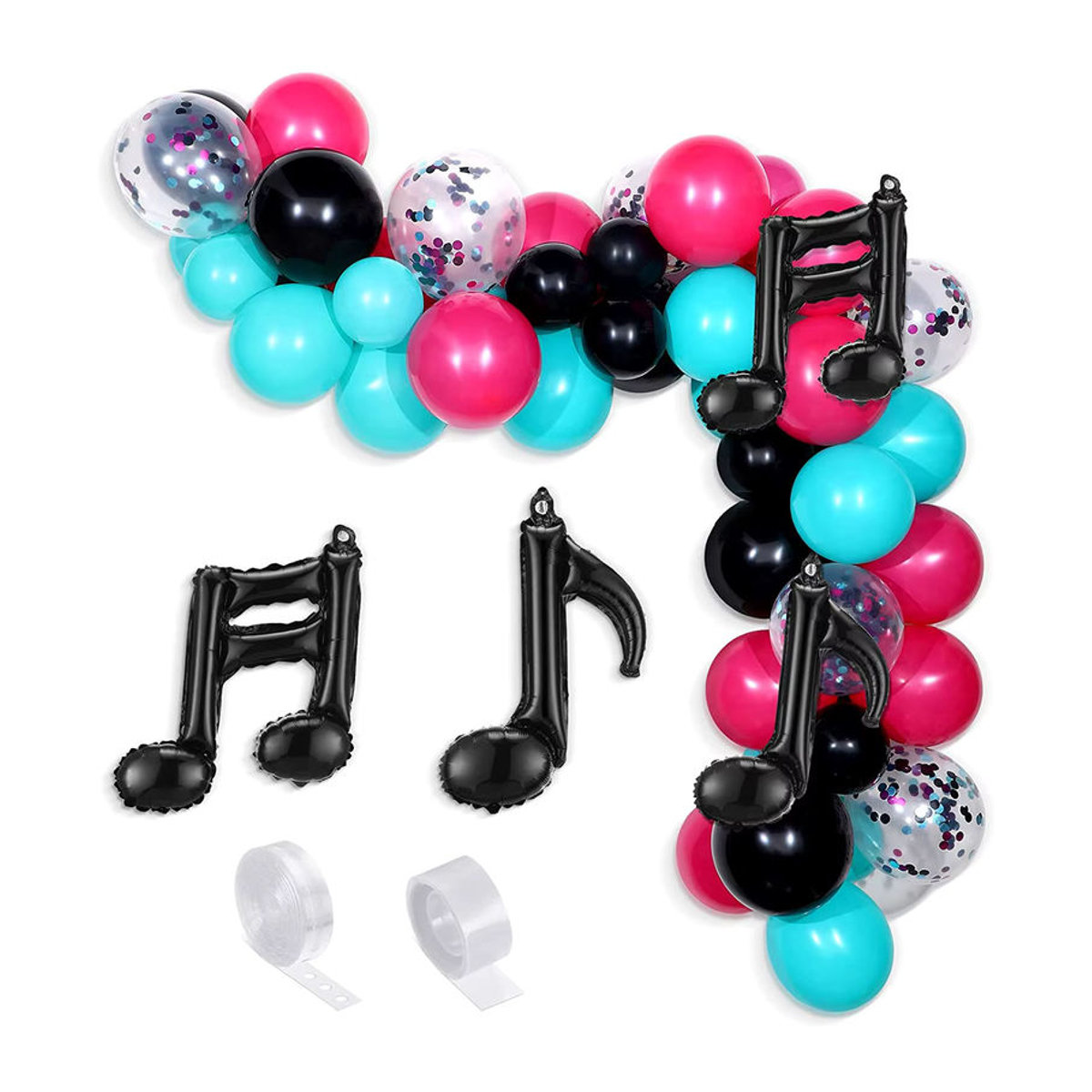 WEIGAO Musik Party Ballon Girlande und Bogen Kit in Schwarz, Rot und Blau für Geburtstag und Karaoke als Unisex Dekoration - Bild 2