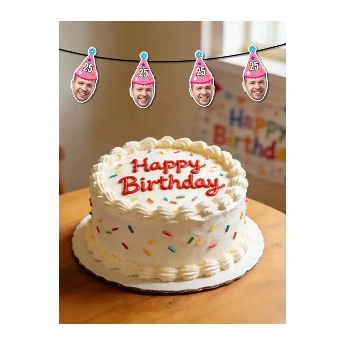 WEIGAO Personalisiertes Geburtstagshut-Banner aus Papier in Rosa und Lila mit hängendem Design für Erwachsene - Bild 6