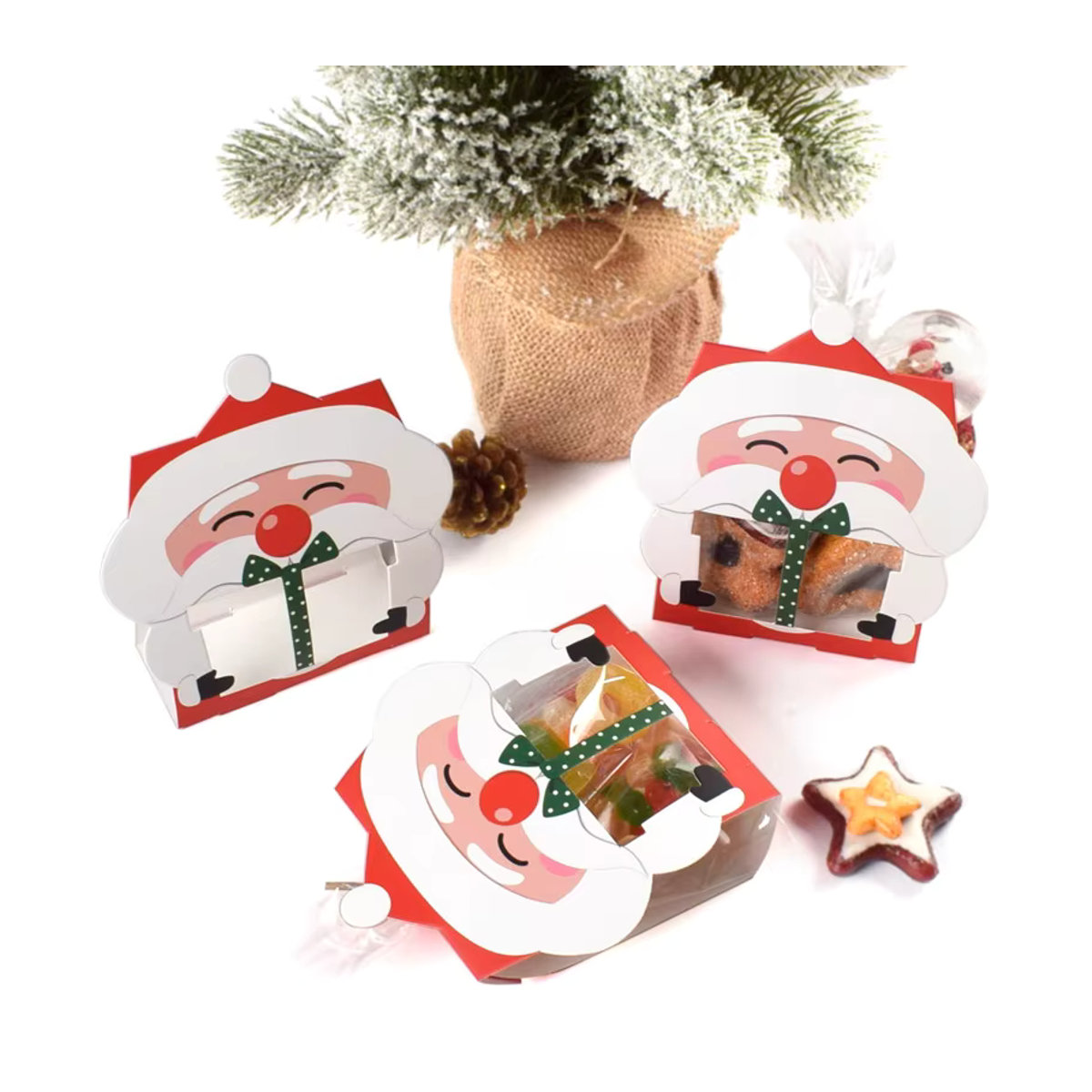 WEIGAO Weihnachtliche Cartoon Santa Geschenkboxen aus Papier für Süßigkeiten und Schokolade, Mehrfarbig, Rechteckig - Bild 2